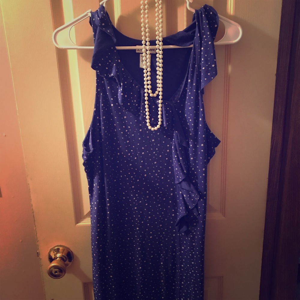 Blue & white polkadot dress
